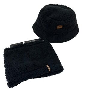 Turtle Fur Black Comfort Lush Fleece Bucket Hat and Neck Warmer Set 791482-101